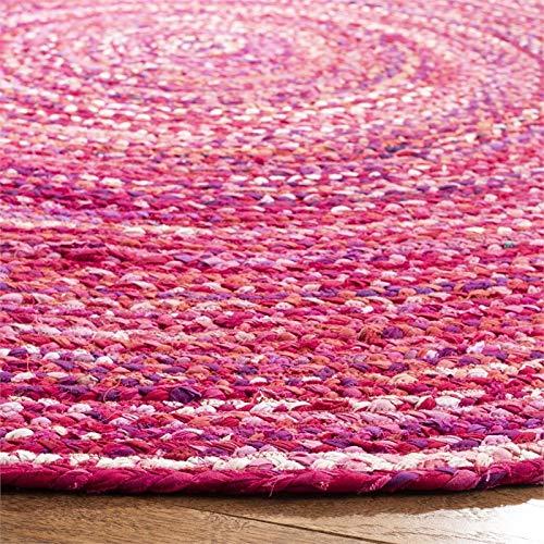 Braided BRD452 Hand Woven Indoor Area Rug - Pink/Fuchsia - 6' Round - Safavieh
