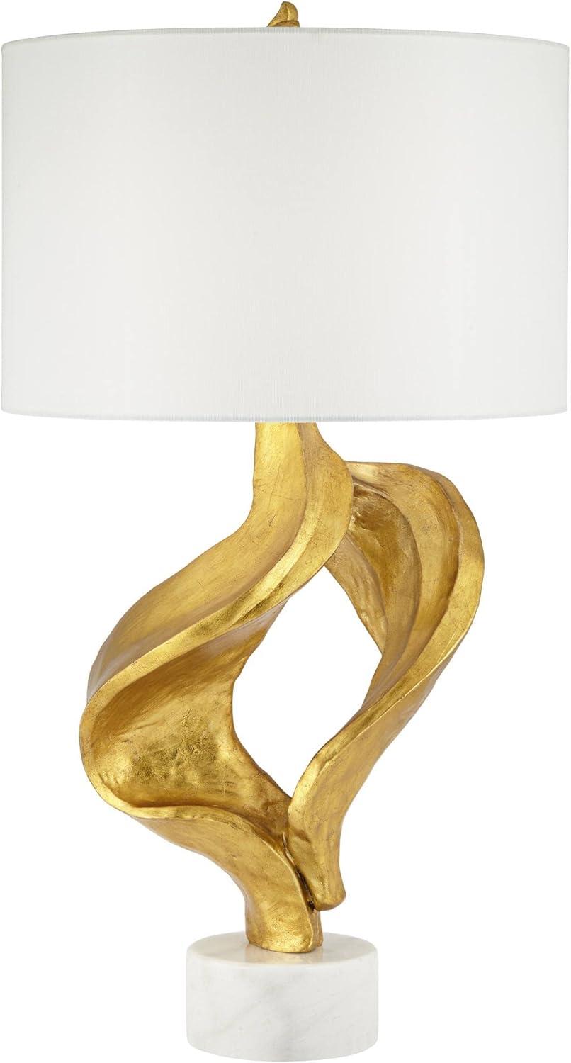 Possini Euro Design Hera Modern Vintage Glam Table Lamp 31" Tall Sculptural Rose Gold White Shade Bedroom Living Room Bedside Nightstand Office Kids
