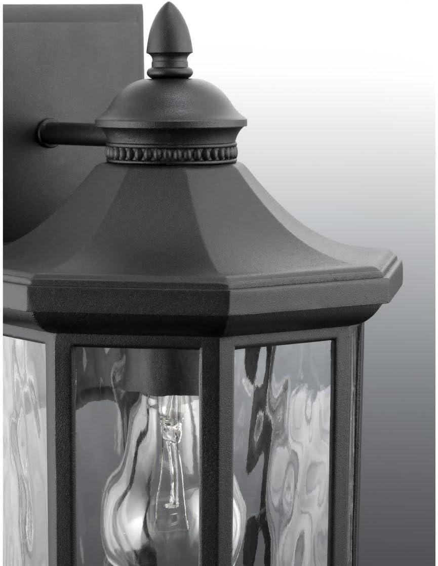 Progress Lighting, Edition, 1-Light Wall Lantern, Textured Black, Clear Water Glass, Porcelain Collection