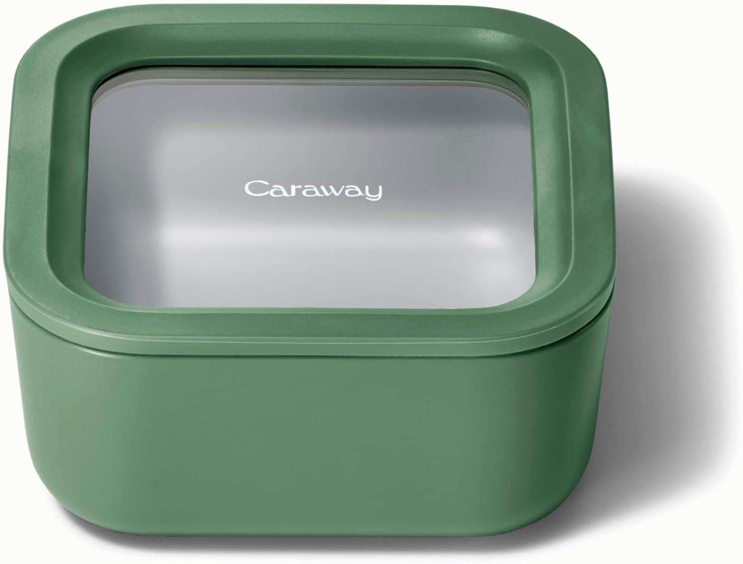 Caraway Home Small Ceramic Coated Glass Food Storage Container