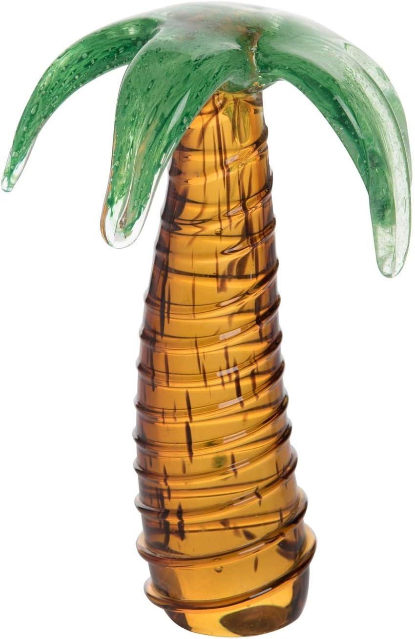 Beachcombers Palm Tree Glass Art Figurine Home Decor Tropical Beach 5.3 x 5.3 x 7.7