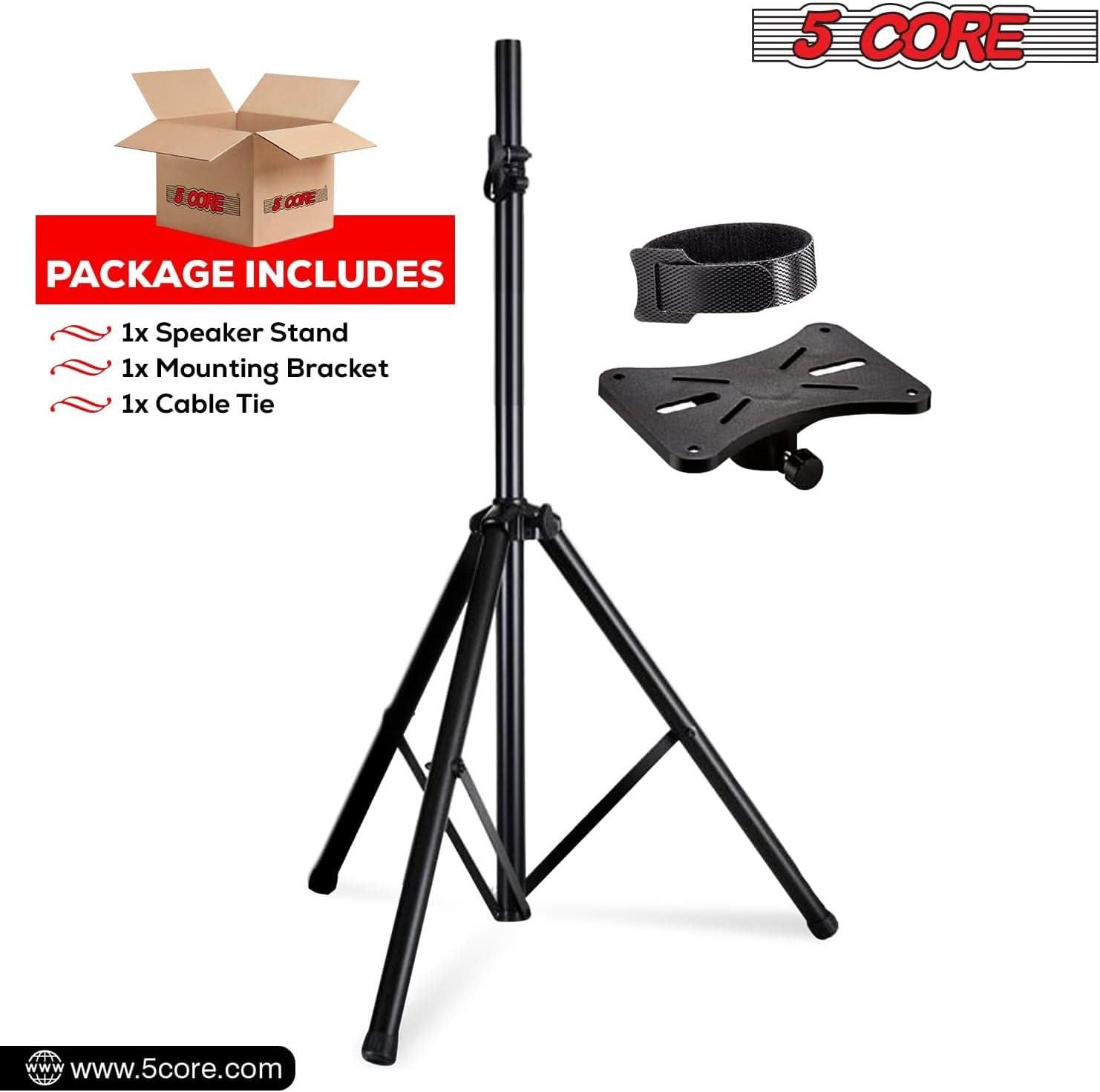 Arlmont & Co. 5 Core Speaker Stand Height Adjustable PA DJ Tripod Studio Monitor Stands w 35mm Compatible Insert