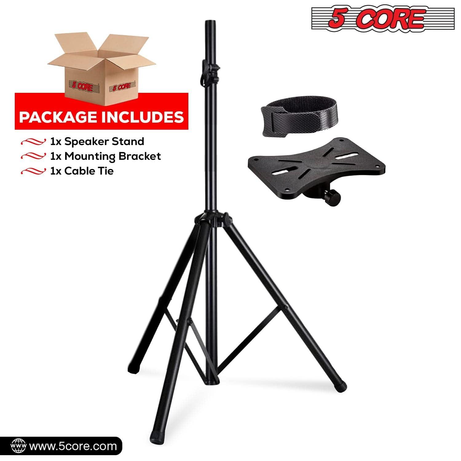 Arlmont & Co. 5 Core Speaker Stand Height Adjustable PA DJ Tripod Studio Monitor Stands w 35mm Compatible Insert