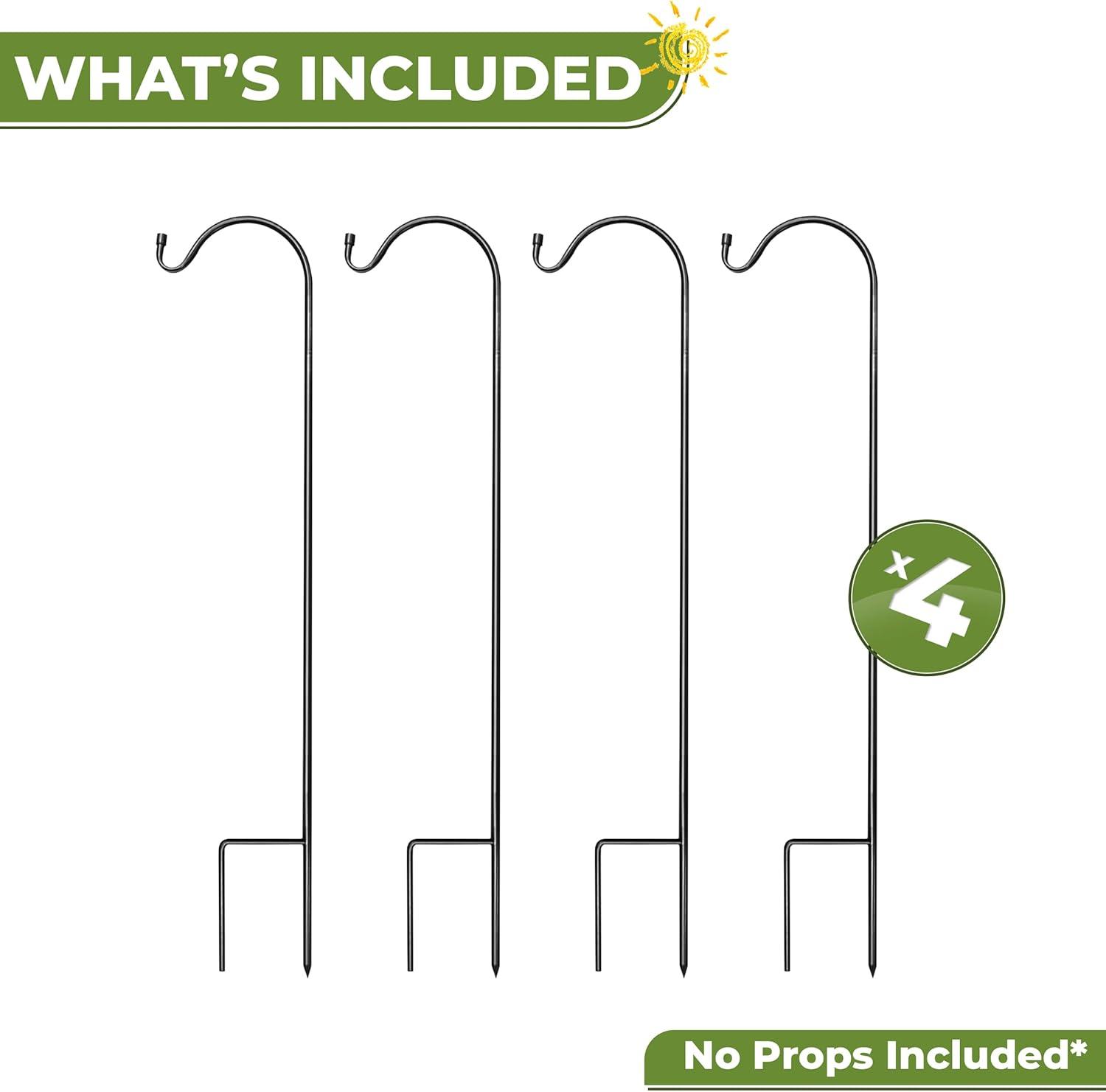Sorbus Shepherd's Hooks - Set of 4 Extendable Garden Planter Stakes for Bird Feeders, Outdoor D cor, Plants, Lights, Lanterns, Flower Baskets, and More! Heavy Duty - Up to 6.5 Lbs. (4 Pack)