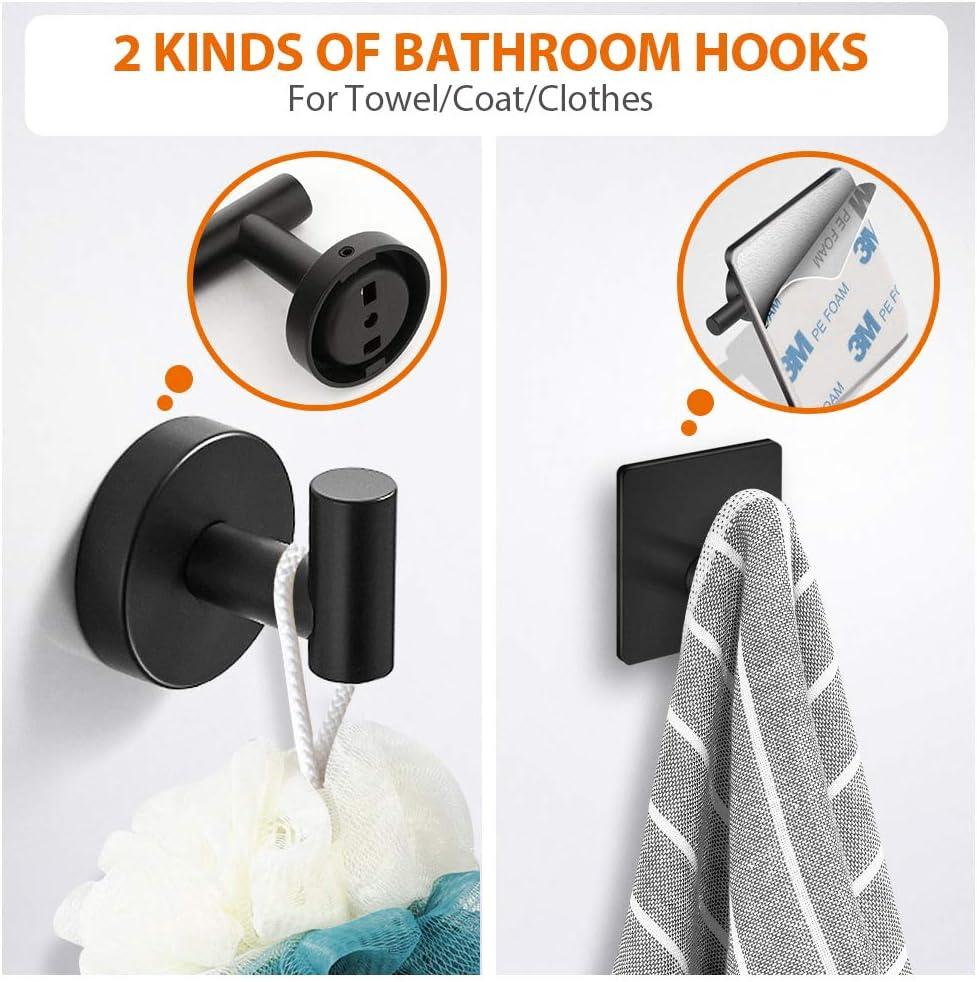 Matte Black Stainless Steel 5-Piece Bathroom Hardware Set