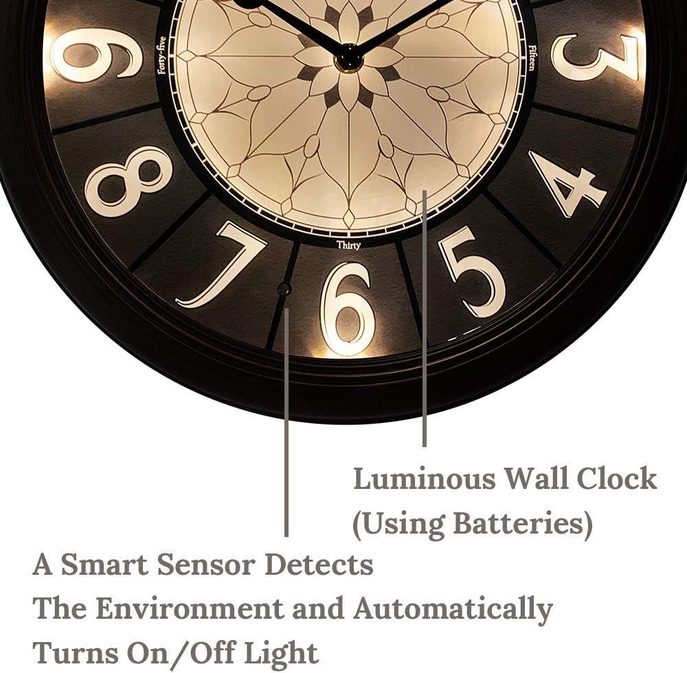 12.6" Oil Rubbed Bronze LED Wall Clock with Smart Sensor