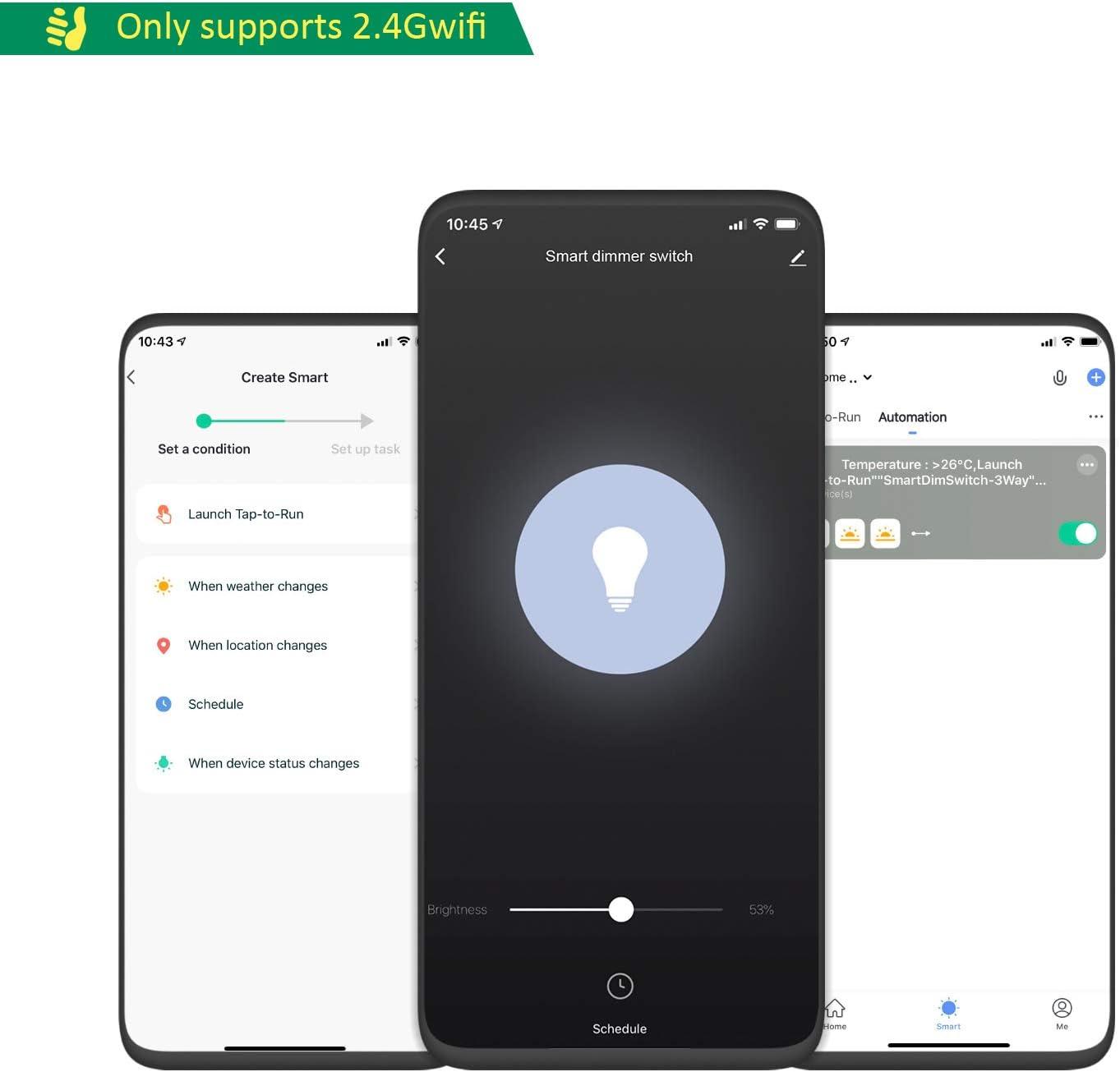 Smart Switch by MartinJerry | Works with Alexa, Smart Home Devices Works with Google Home, No Hub Required, Easy Installation, Single Pole (4 Pack)