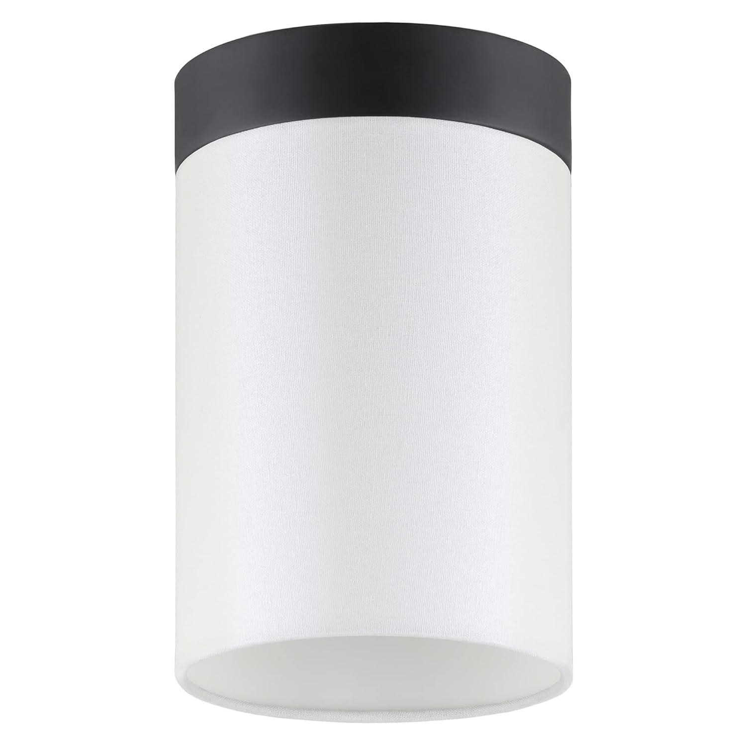Evelyn&Zoe 6" Blackened Bronze Metal/Fabric Semi Flush Mount