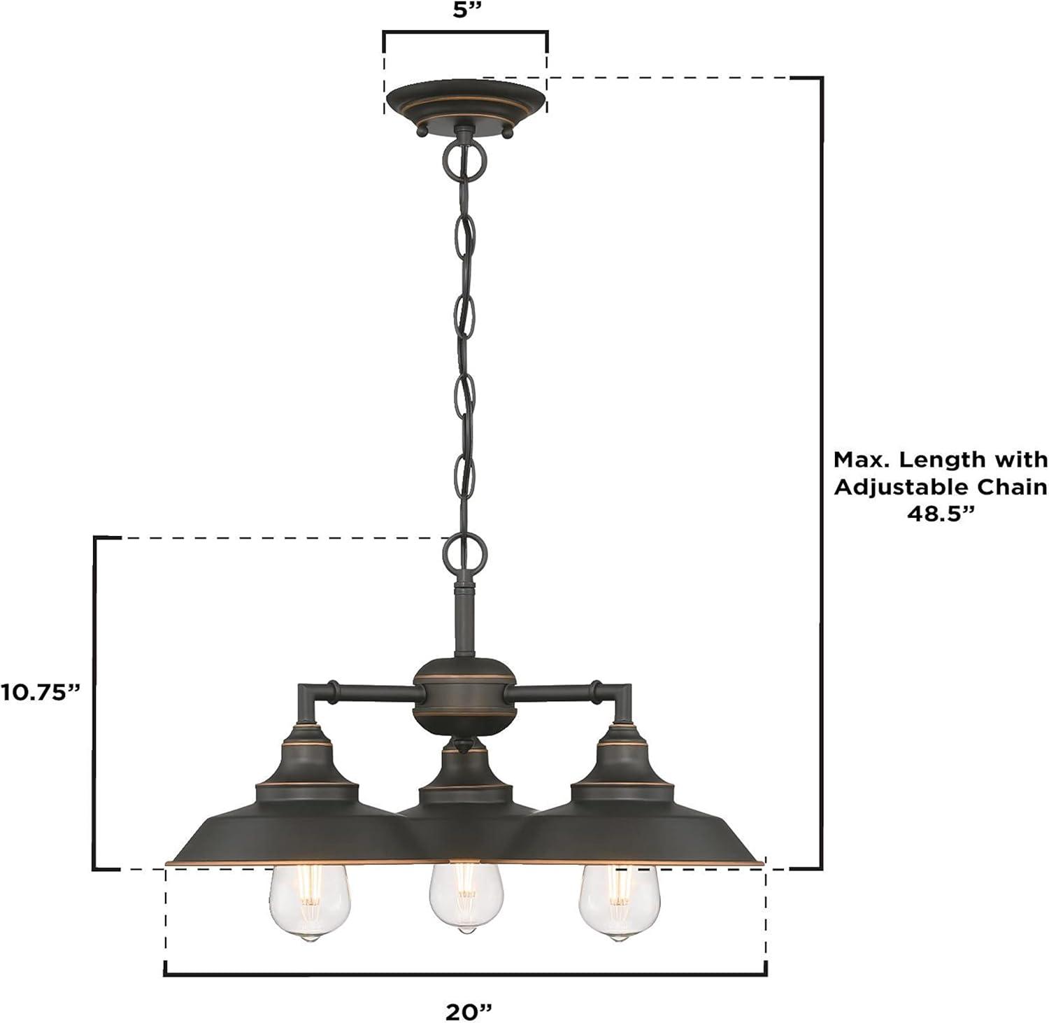 Westinghouse Westinghouse Lighting 6129200 Iron Hill Vintage-Style Three Light Indoor Chandelier/Semi-Flush Mount Ceiling Fixture, Oil-Rubbed Bronze Finish with Highlights