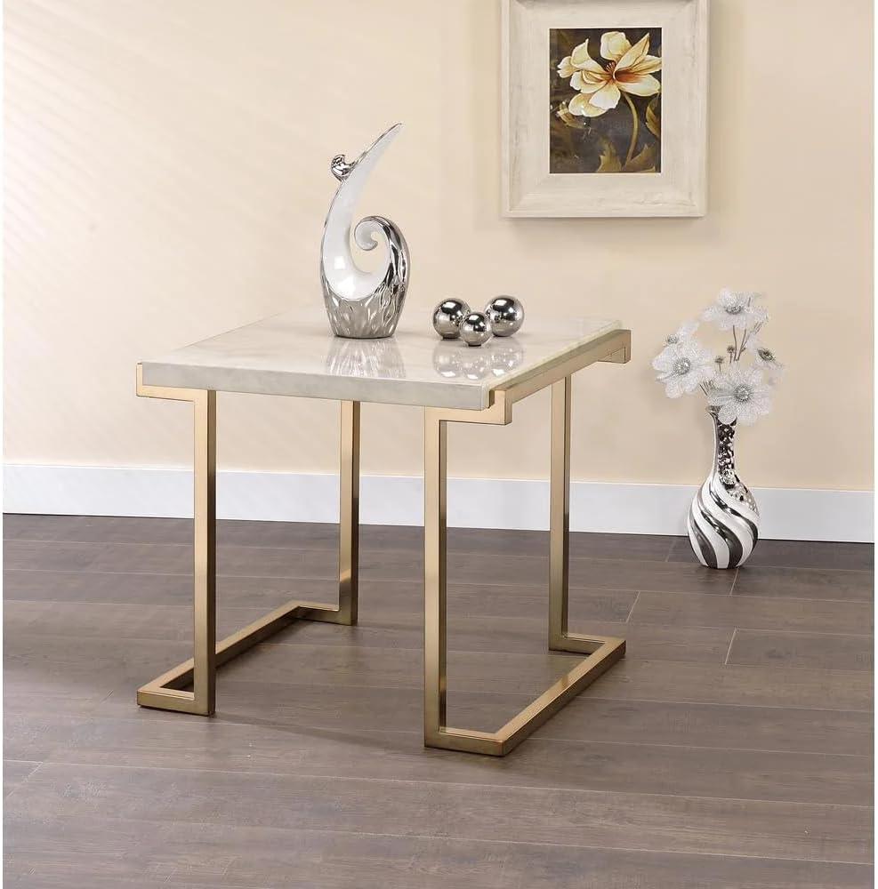 Adrinfly Boice II Coffee Table in Faux Marble & Champagne 82870