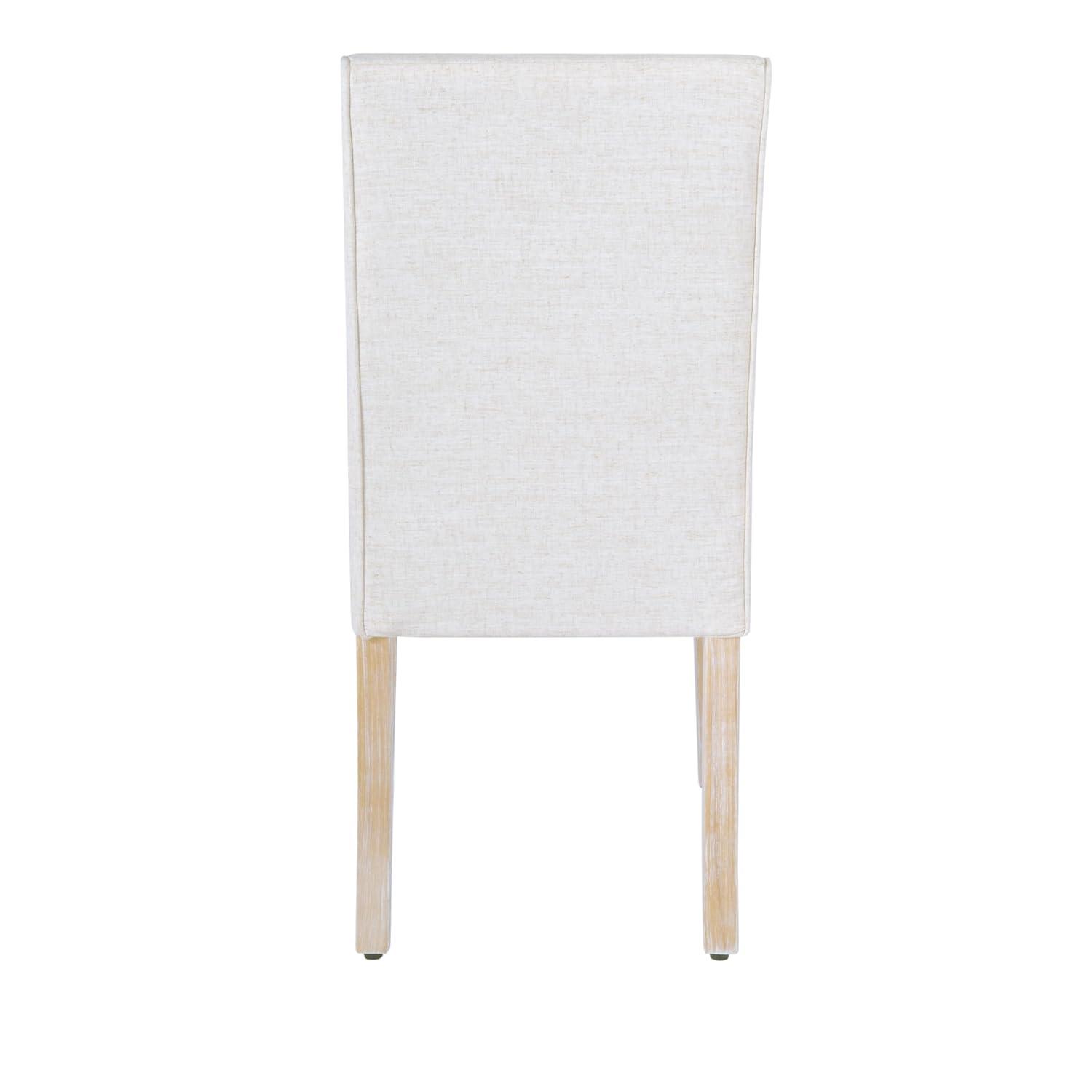 Red Barrel Studio® Scalloped Detail Dining Chair|Upholstered Parsons Dining Chairs |Decorative Home Furniture, Cream Textured Woven, Set Of 2 (Set of 2)