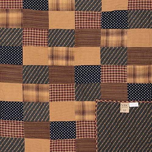 Navy and Beige Cotton King Reversible Quilt Set