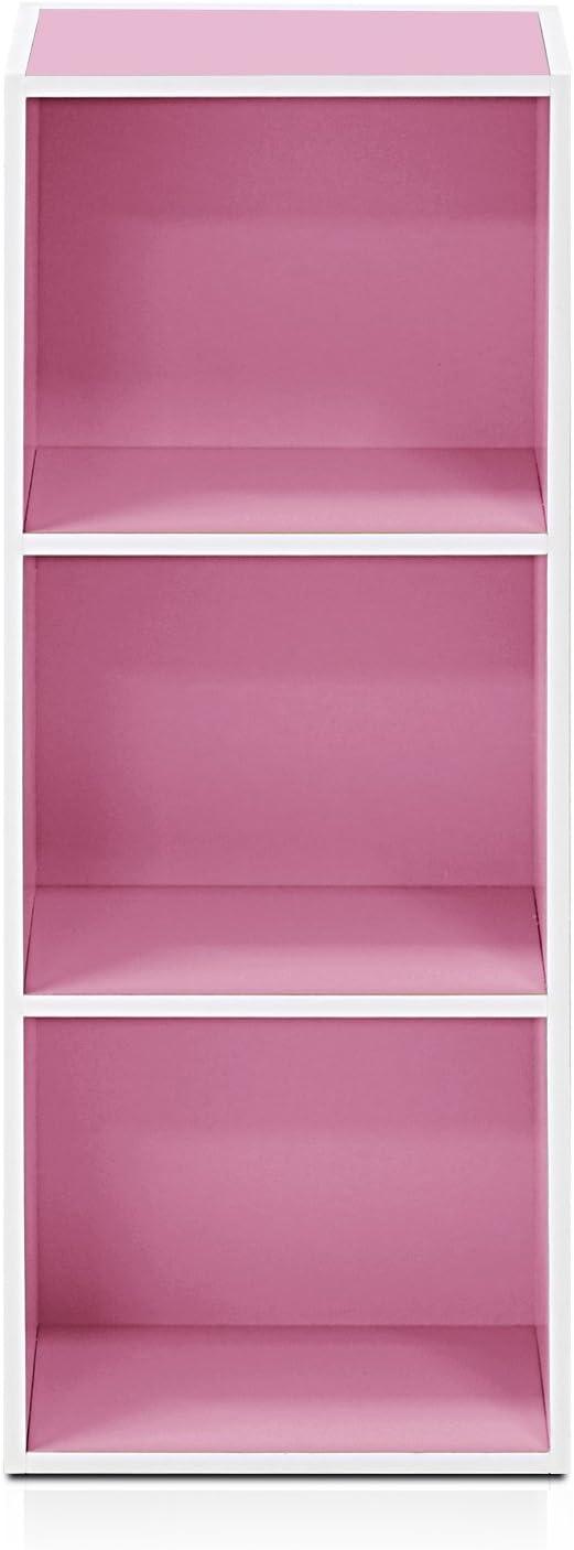 Furinno 3 Cube Reversible Bookcase Floor Standing Bookshelf Horizontal Vertical,White/Green/Blue/Pink