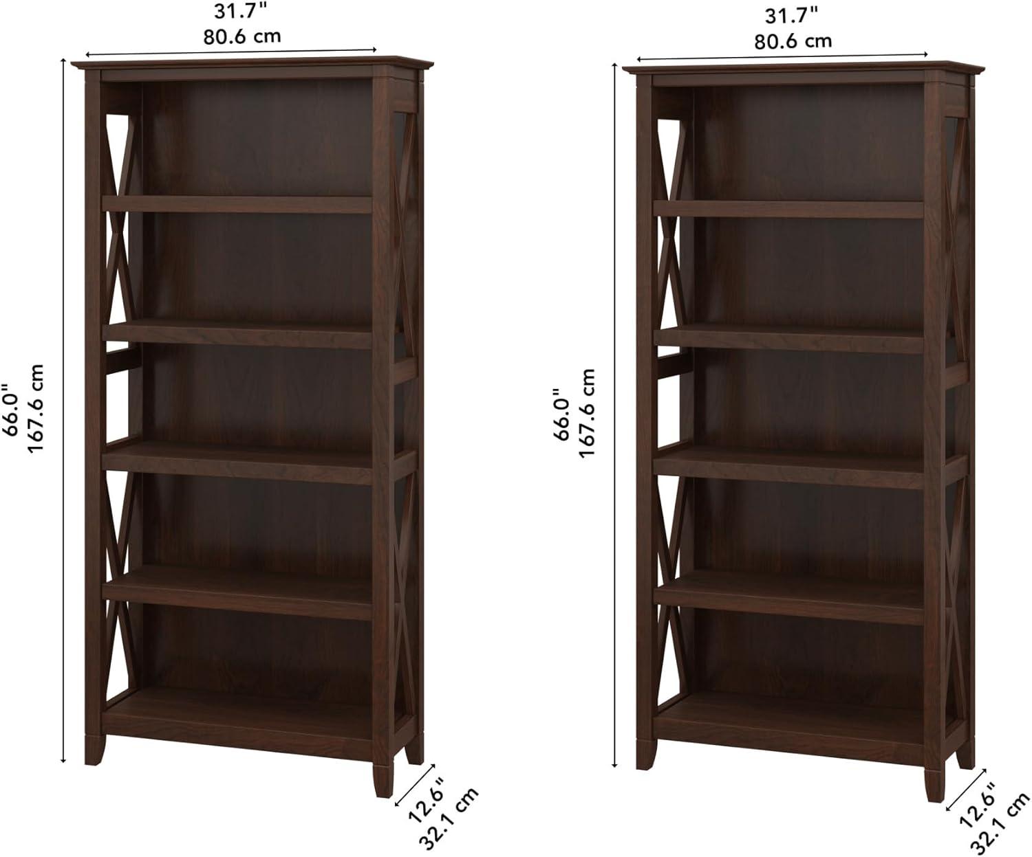 Bing Cherry Tall Adjustable 5-Shelf Bookcase Set