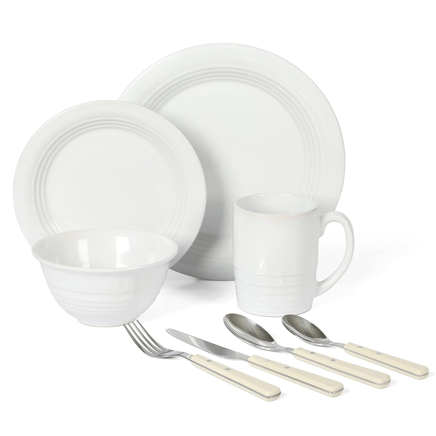 Martha Stewart Martha Stewart 32-Piece Combo Set Stoneware Dinnerware Set - Service for 4