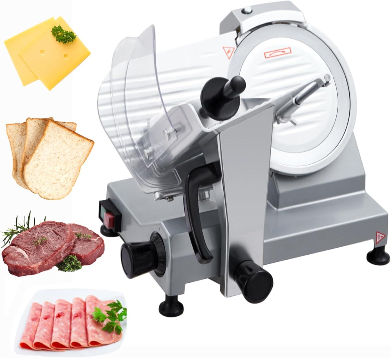 Commercial 10" Electric Meat Slicer Blade Food Slicer Cutter 240W With Child Lock Protection