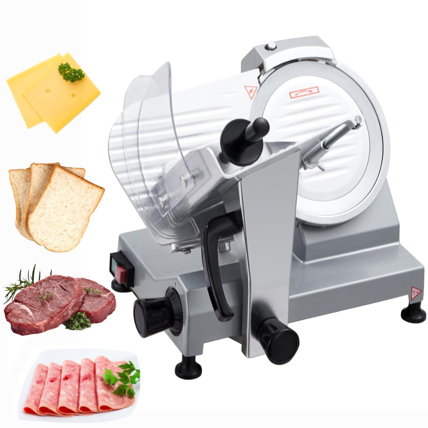 Commercial 10" Electric Meat Slicer Blade Food Slicer Cutter 240W With Child Lock Protection