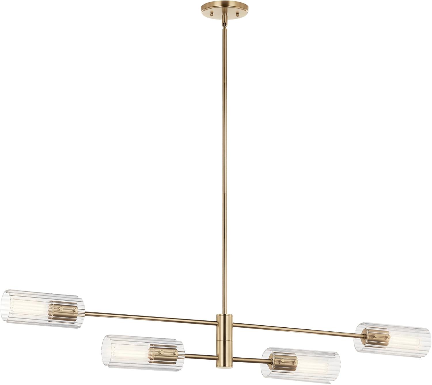 Champagne Bronze 47.5" Linear Chandelier with Clear Fluted Glass