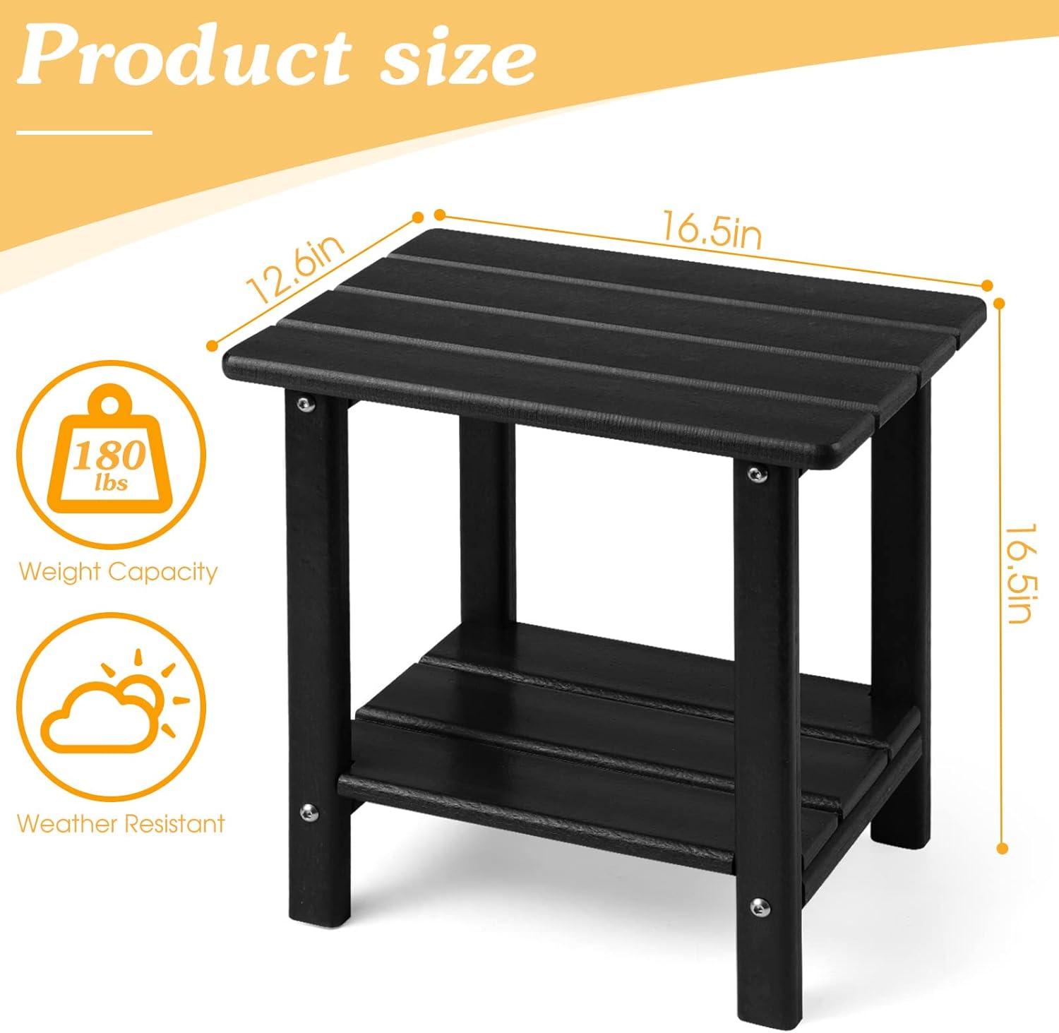 Black Hexagonal HDPE Adirondack Outdoor End Table