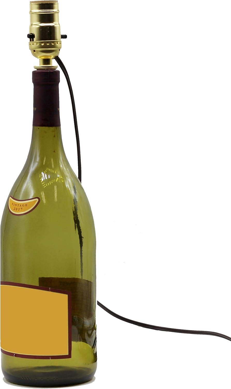 Creative Hobbies Pre-Wired Bottle Lamp Kit, Easily Convert Any Bottle Into A Lamp, DIY No Drilling Required | Antique Brass