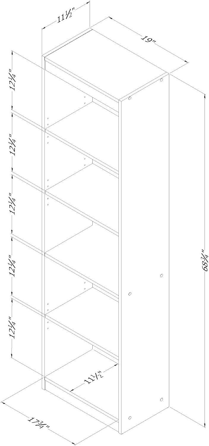 South Shore 68.75" 5 Shelf Decorative Bookshelf Seaside Pine: Laminate Finish, Particle Board Frame, Anti-Tip Hardware