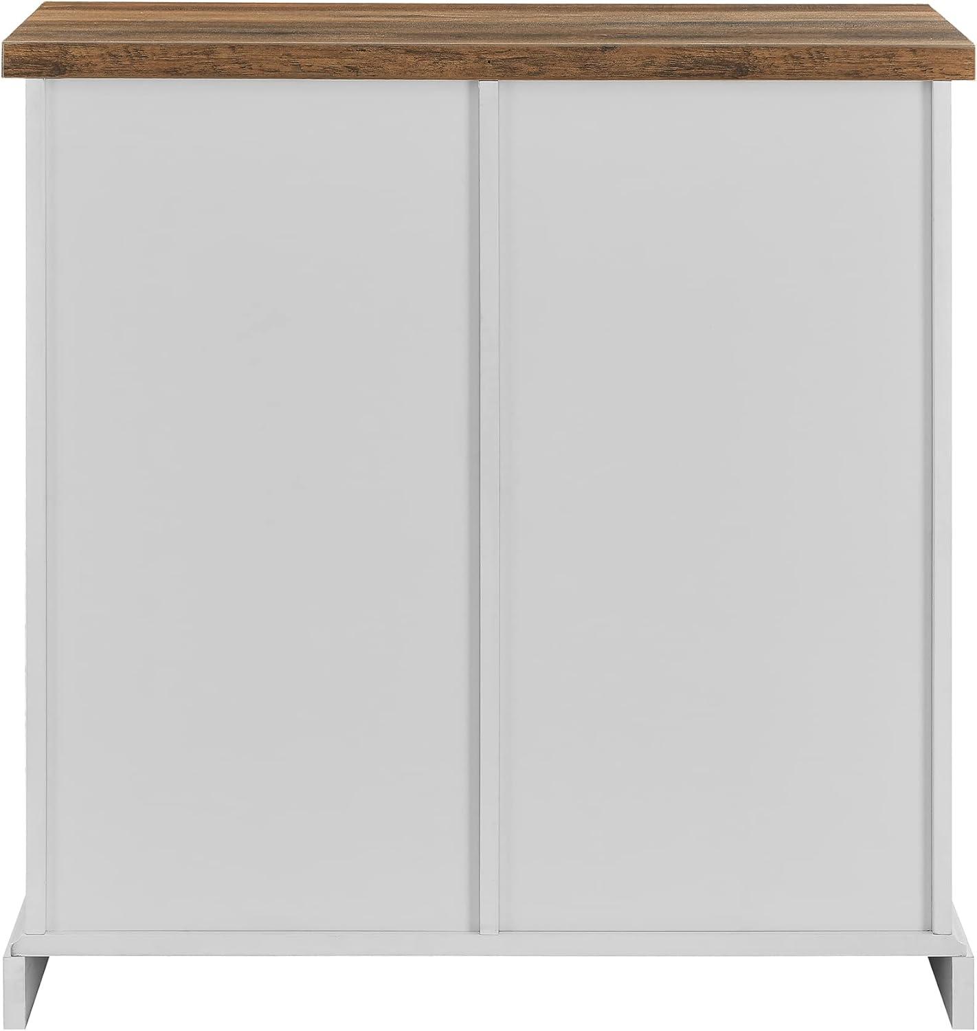 Walker Edison Sliding Barn Door Accent Cabinet, Solid White / Rustic Oak