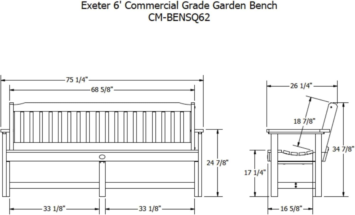 Eucalyptus 6ft Gray Commercial Grade Garden Bench