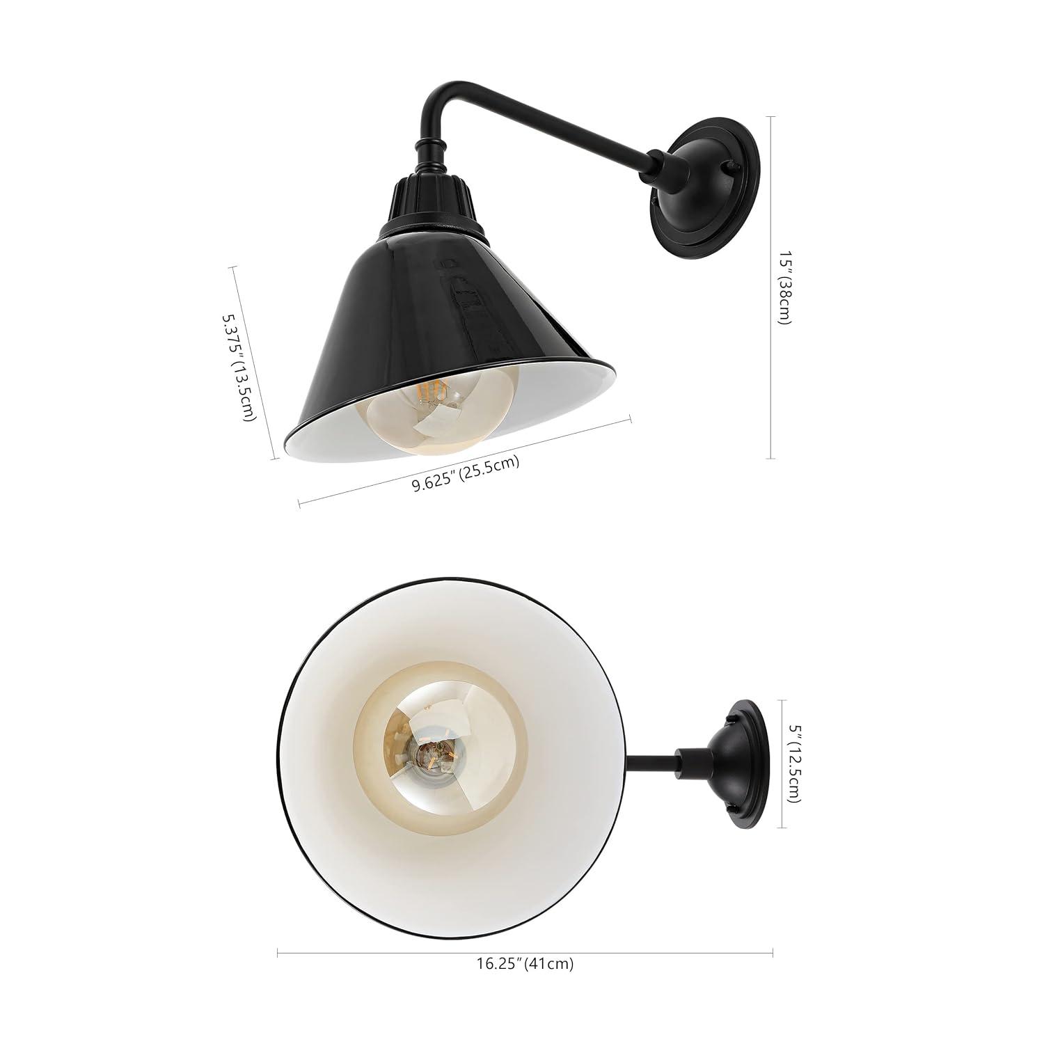 Croydon 9.63" 1-Light Farmhouse Industrial Indoor/Outdoor Iron LED Gooseneck Arm Outdoor Sconce, Black