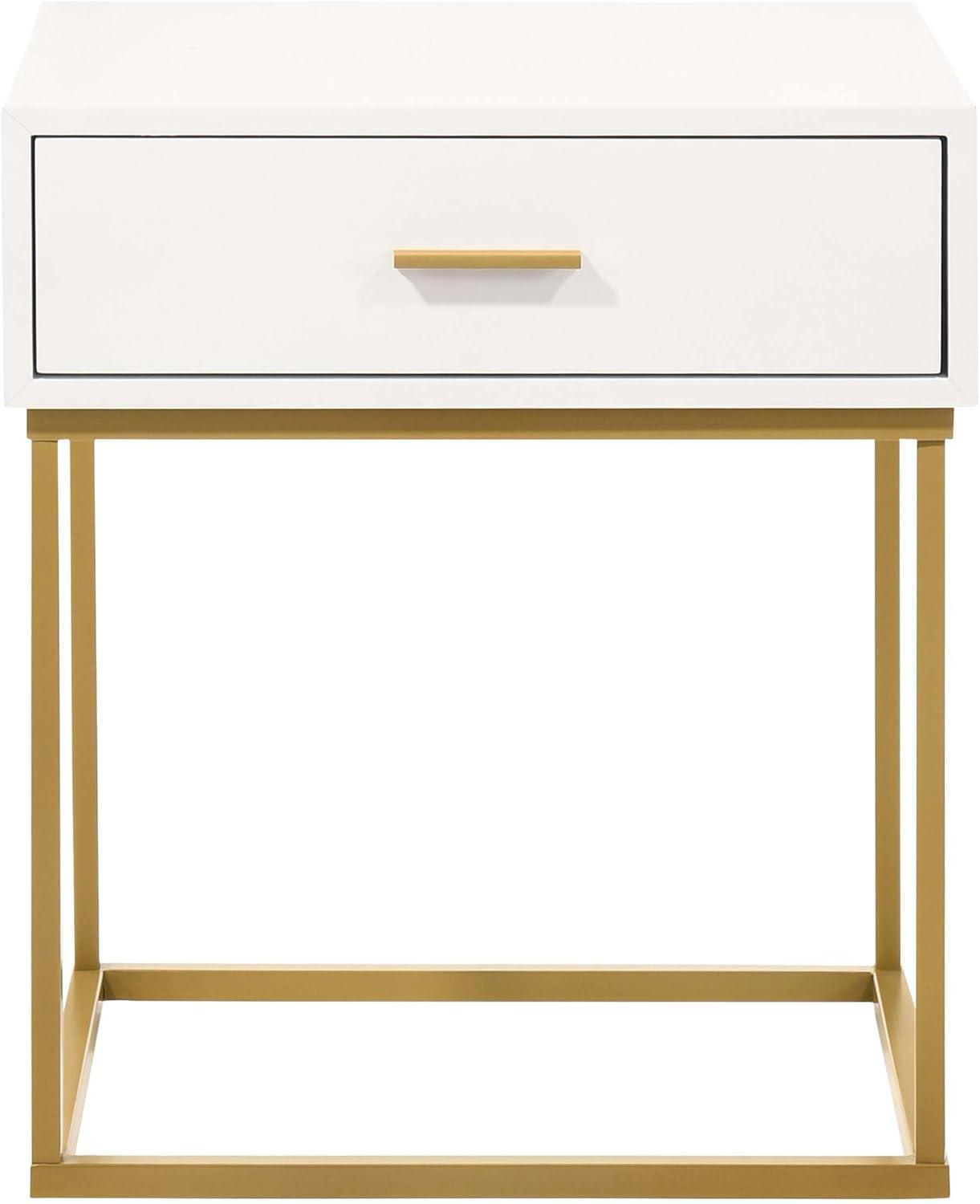 LuXeo LuXeo Catalina One Drawer Nightstand with Mustard Gold Legs