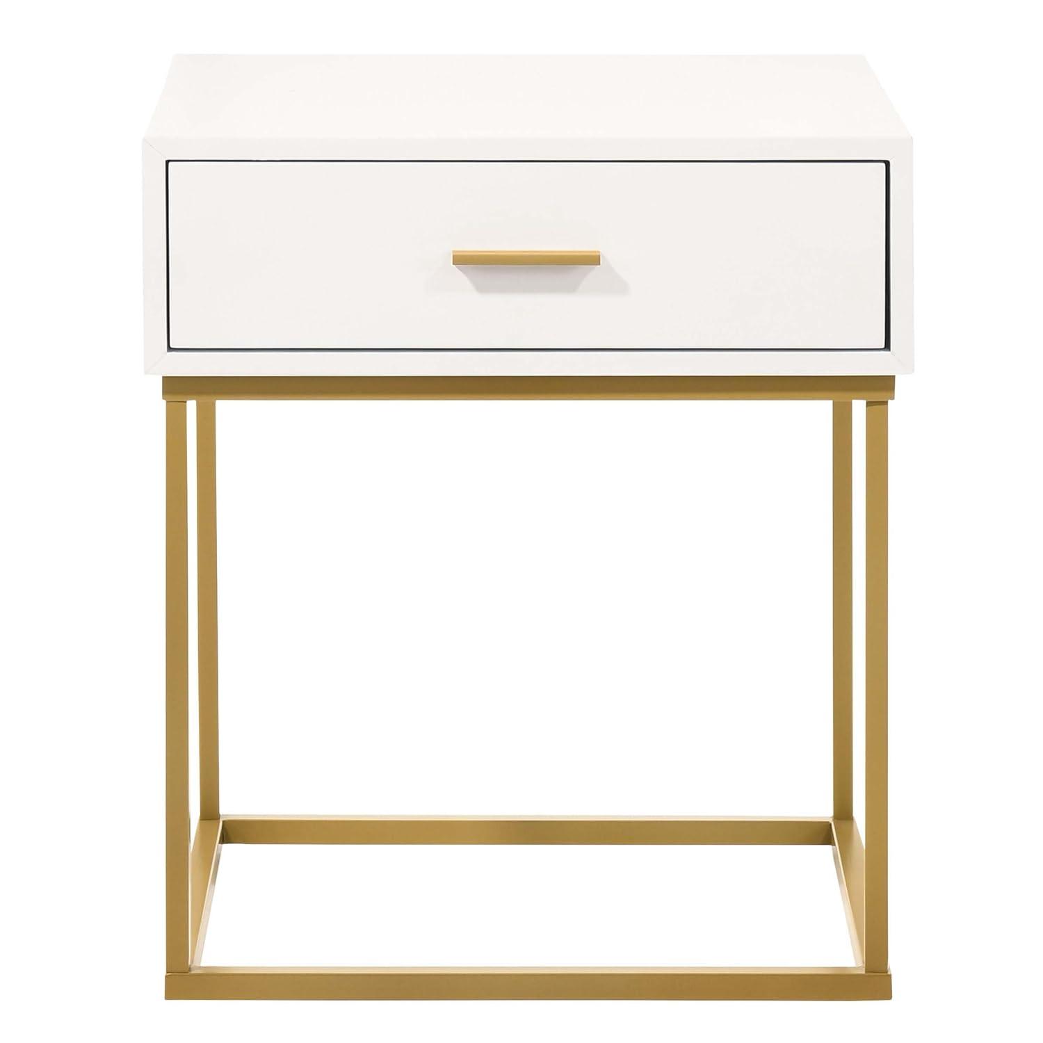 LuXeo LuXeo Catalina One Drawer Nightstand with Mustard Gold Legs