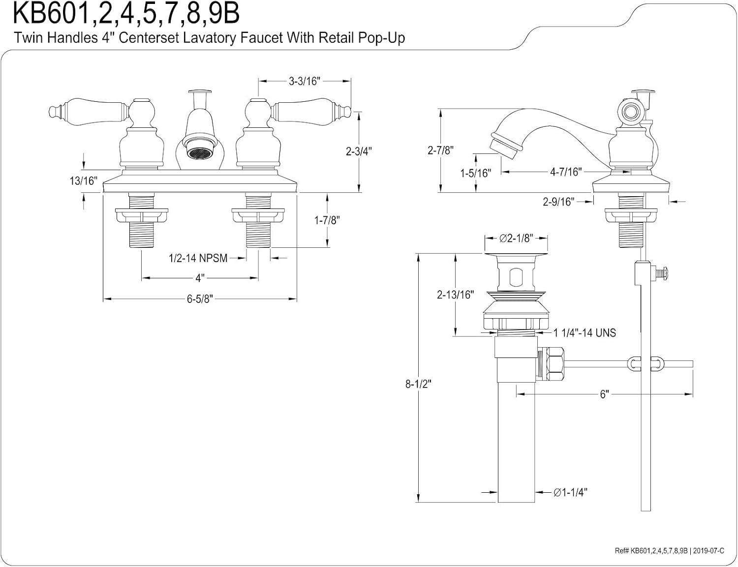 Victorian Brushed Nickel and Chrome Centerset Bathroom Faucet