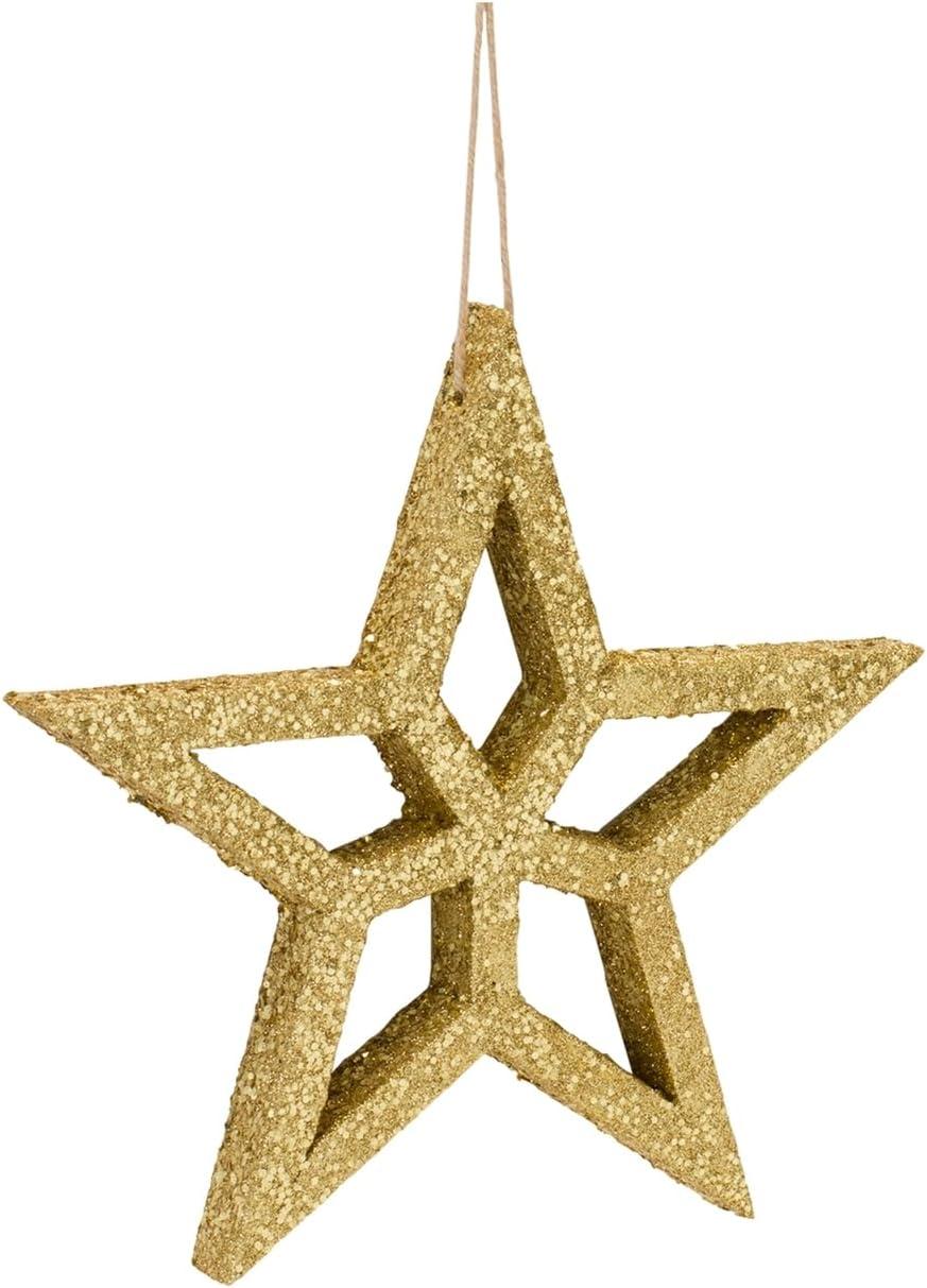 Melrose International Gold Wood Star Ornament (Set of 6)