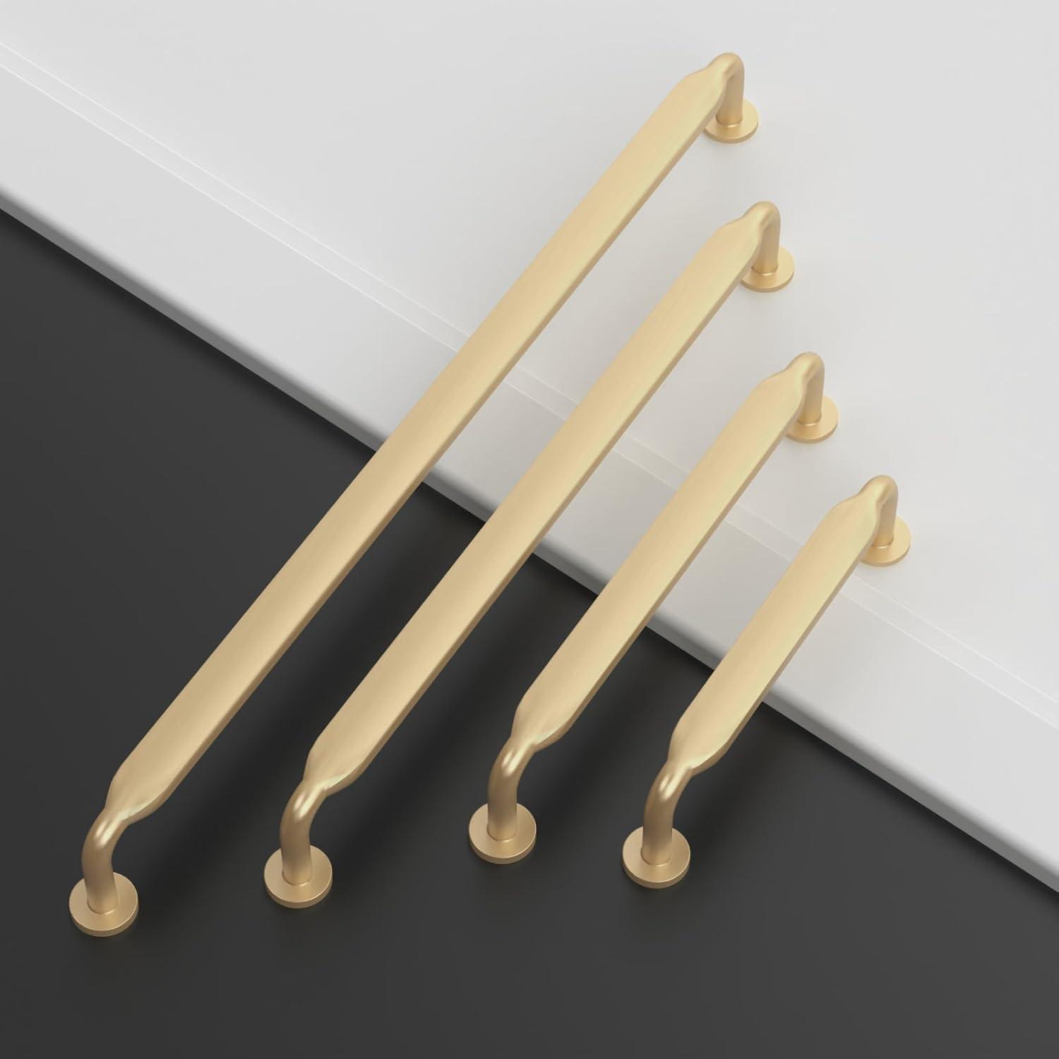 5-Inch Brushed Brass Modern Cabinet Pulls with Mounting Hardware