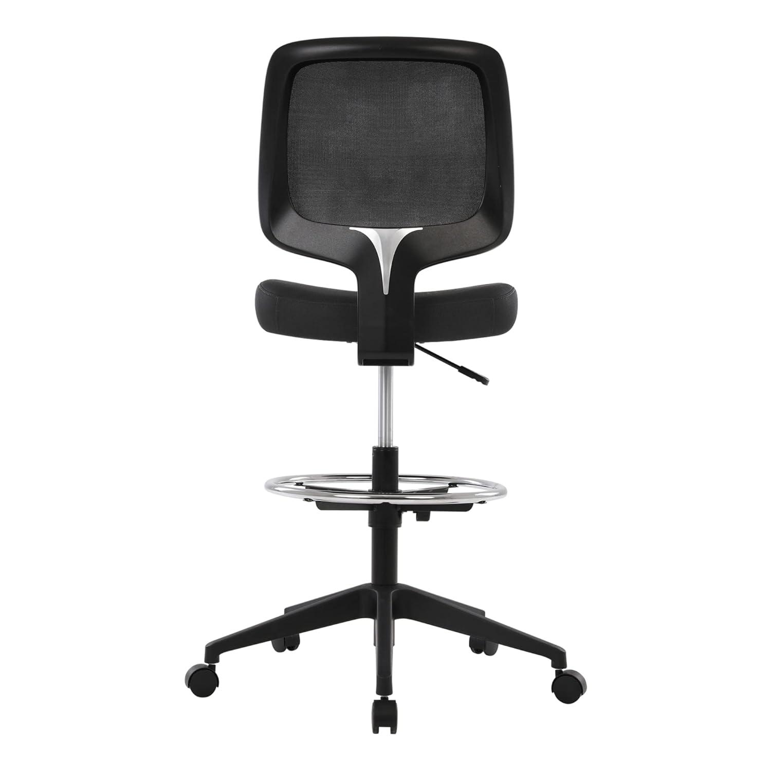 Realspace® Laristo Mesh/Fabric Mid-Back Drafting Chair, Black, BIFMA Compliant