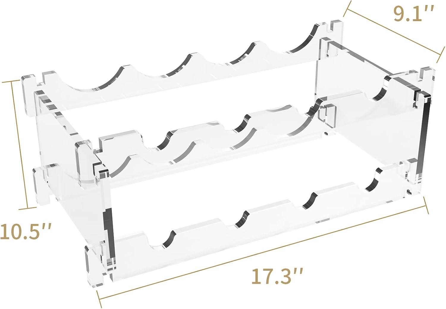 8 Bottle Wine Rack Countertop Free Standing Floor Stackable Modular Countertop Small Wine Holder 2-Tier Display Wine Storage Shelves Transparent Acrylic Wine Bottle Holder for Kitchen Bar Cabinets