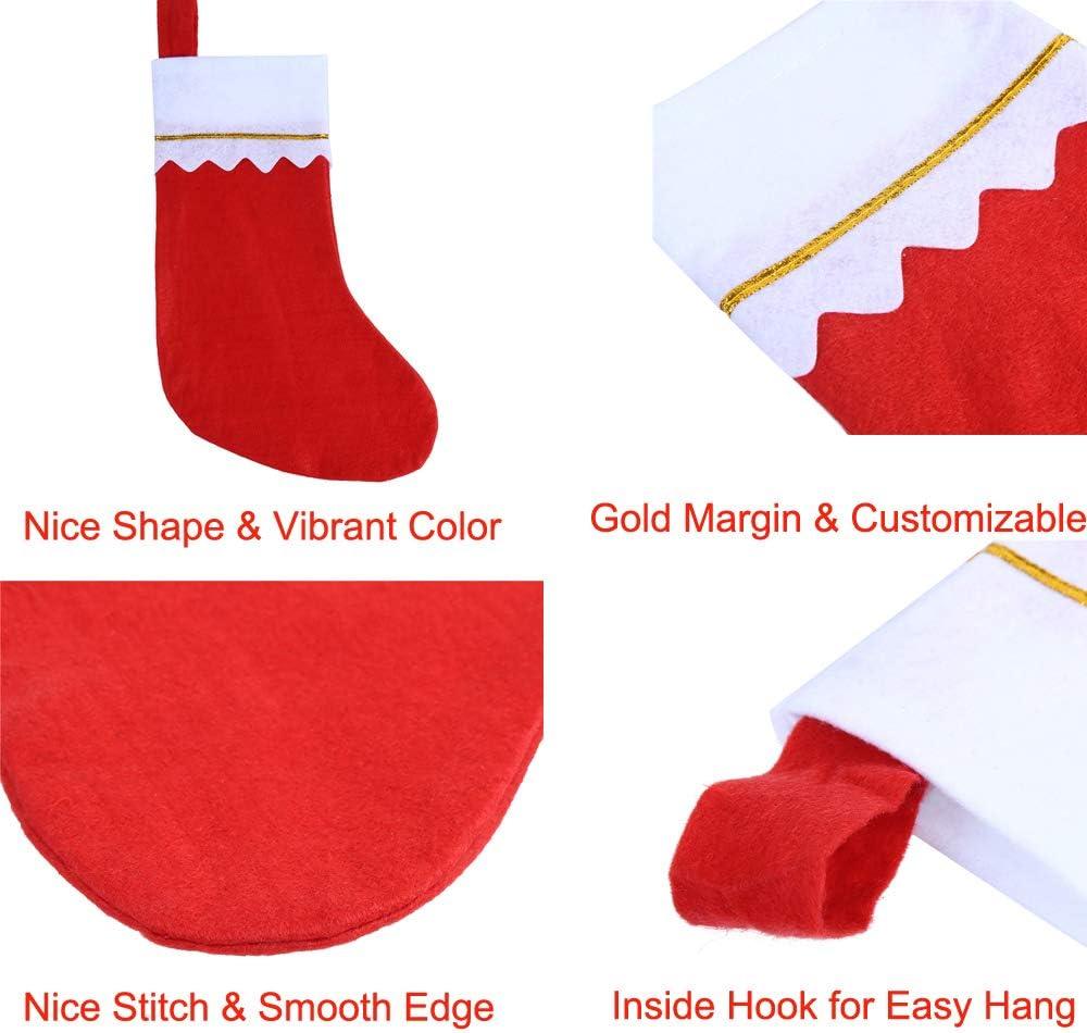 Kaireo 12 Pairs Christmas Stockings 15 Inches Red and White, Hangs Made of Non-woven Fabric for Family Christmas Holiday Decorations