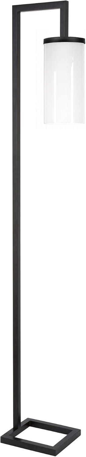 Evelyn&Zoe Malva 67.75" Tall Floor Lamp with Glass shade in Blackened Bronze/White