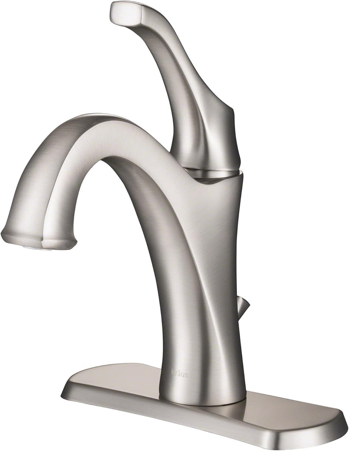 Kraus Arlo Single Hole 1-Handle WaterSense Bathroom Sink Faucet with Drain and Deck Plate