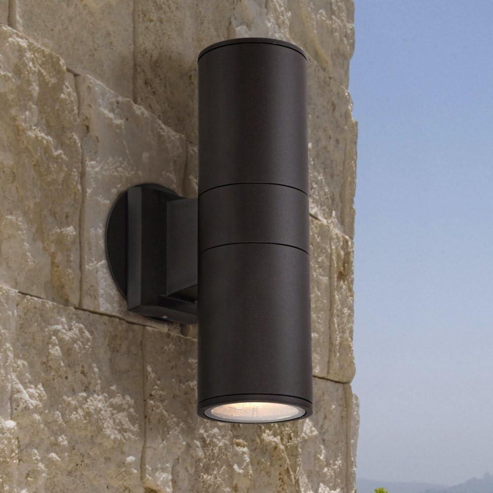 Possini Euro Design Ellis Modern Outdoor Wall Light Fixture Black Cylinder Up Down 11 3/4" for Post Exterior Light Barn Deck Post Light House Porch