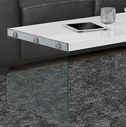 Monarch Specialties Contemporary Accent Tempered Glass Coffee Table, Gloss White