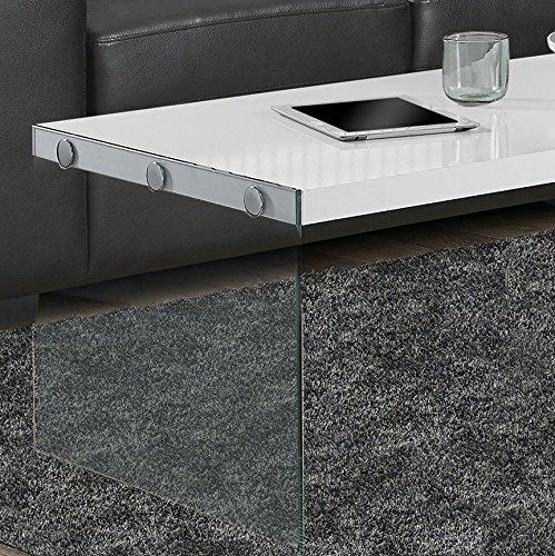 Monarch Specialties Contemporary Accent Tempered Glass Coffee Table, Gloss White