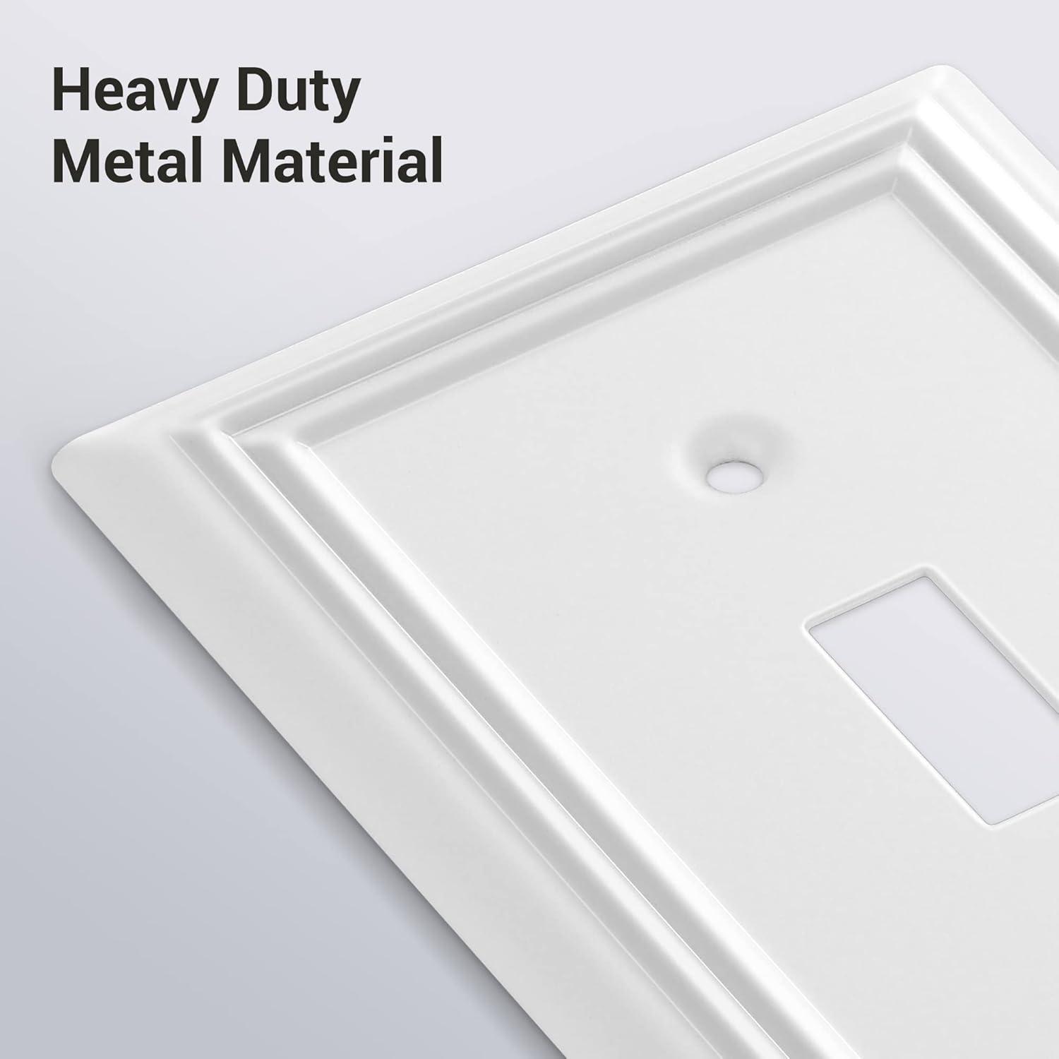 Modern Decorative Wall Plate Switch Plate Outlet Cover, Vintage Retro Wood Grain Design(Single Toggle-4 Pack, White)