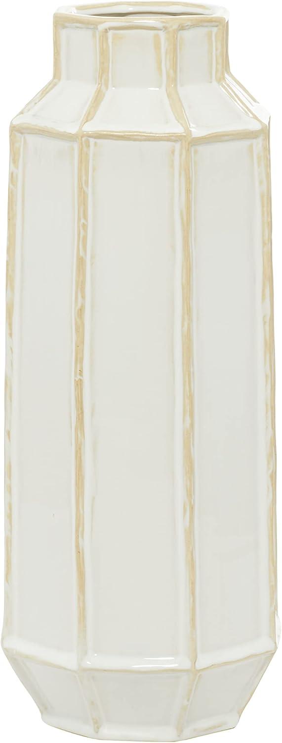 DecMode 17" Handmade White Ceramic Vase