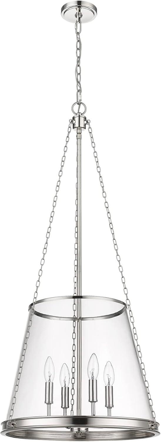 Prescott Rubbed Brass 18" Classic Pendant with Clear Glass Shade