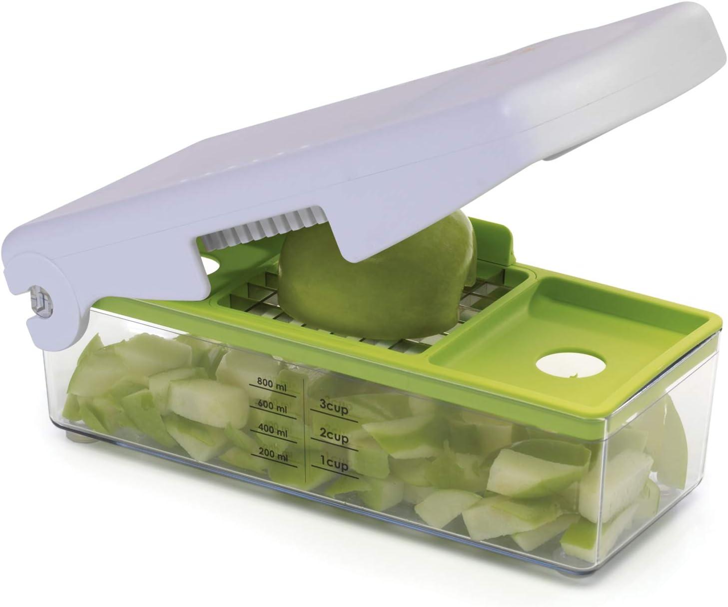 Prepworks Fruit and Vegetable Chopper: Manual Food Chopper, 3 Blades, Dishwasher-Safe, ABS & Stainless Steel, Red/Green/Yellow
