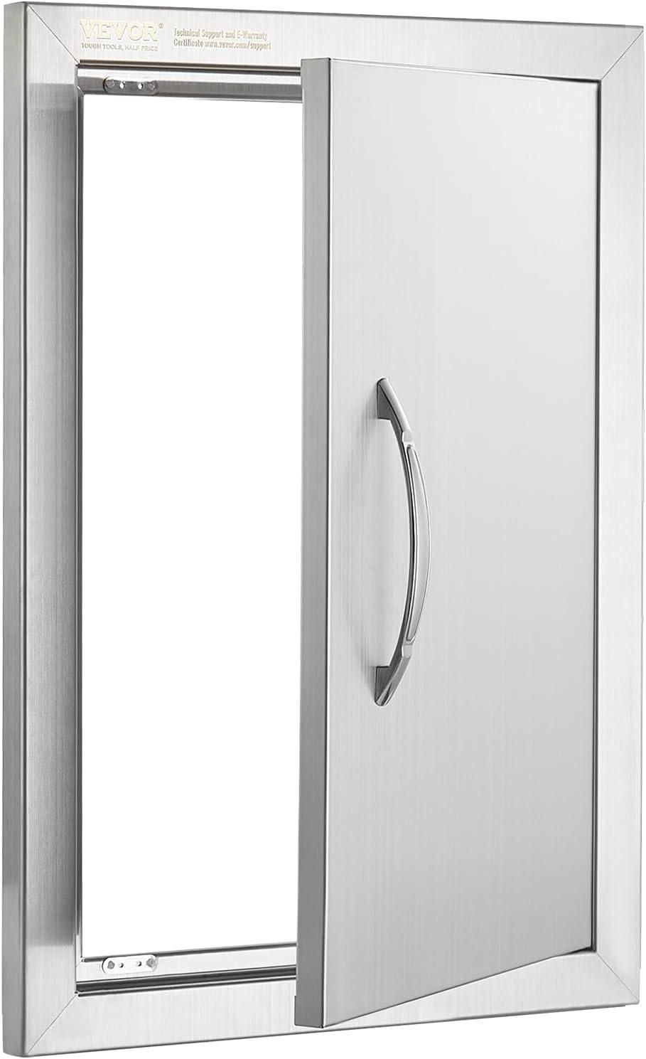 24 in. W x 17 in. H Single Outdoor Kitchen Door BBQ Access Door Stainless Steel Flush Mount Door Wall Vertical Door