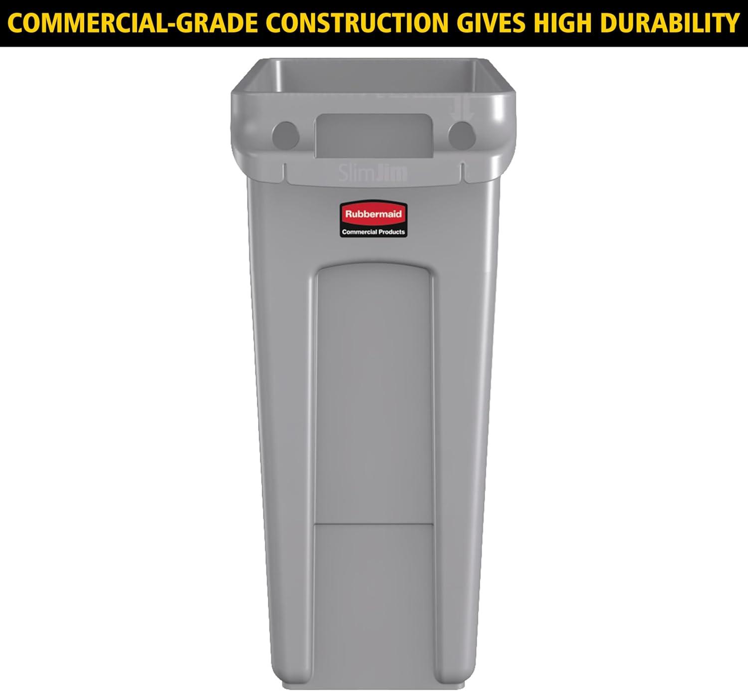 slim jim with venting channels, 23 gal, plastic, beige