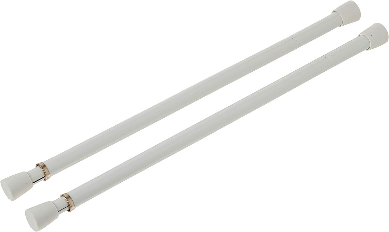 White Adjustable Spring Tension Curtain Rods, 12-20 Inches, Set of 2