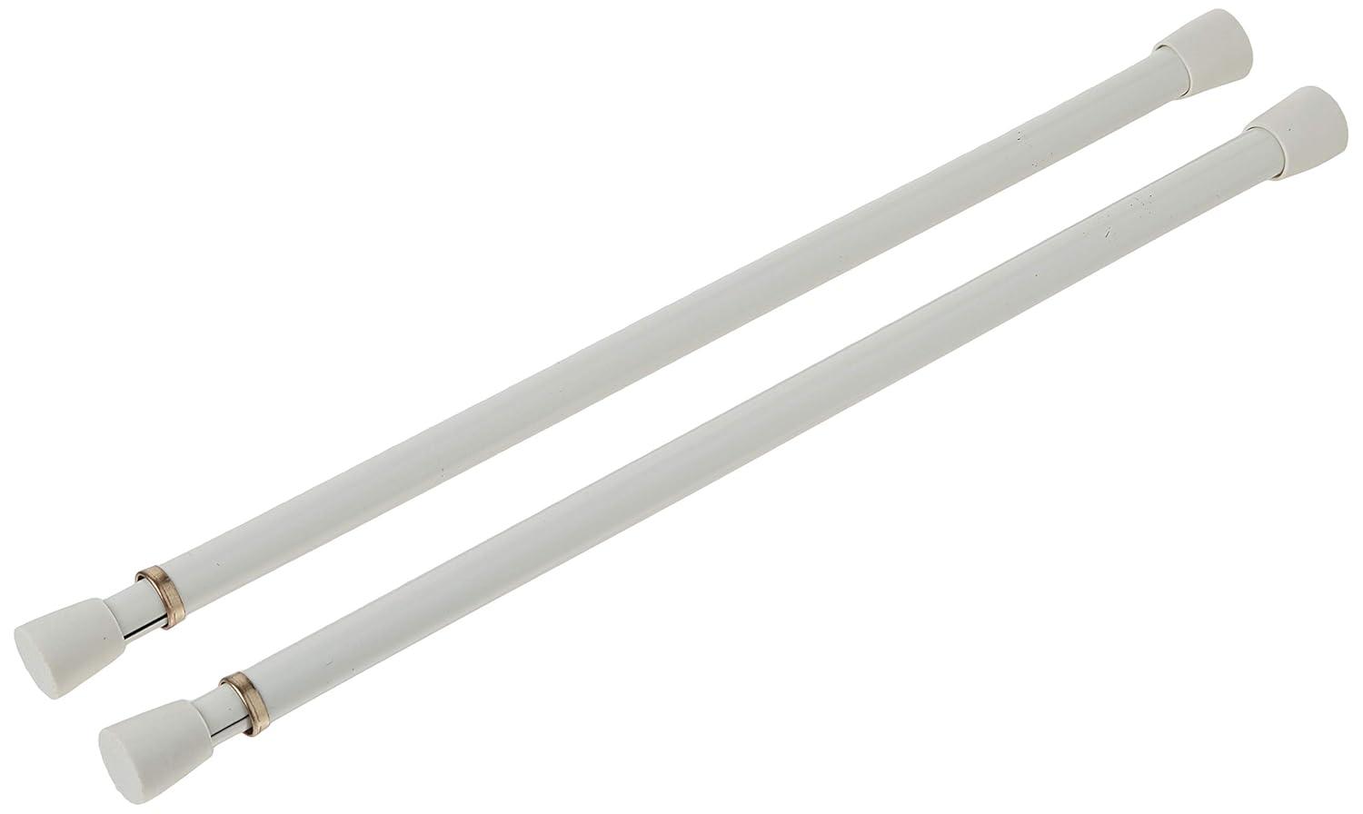 Blu-Pier Tech Spring Window Fashions 7/16-Inch Round Spring Tension Rod 11 to 18-Inch Adjustable Width - White, 2 Rods per Pack