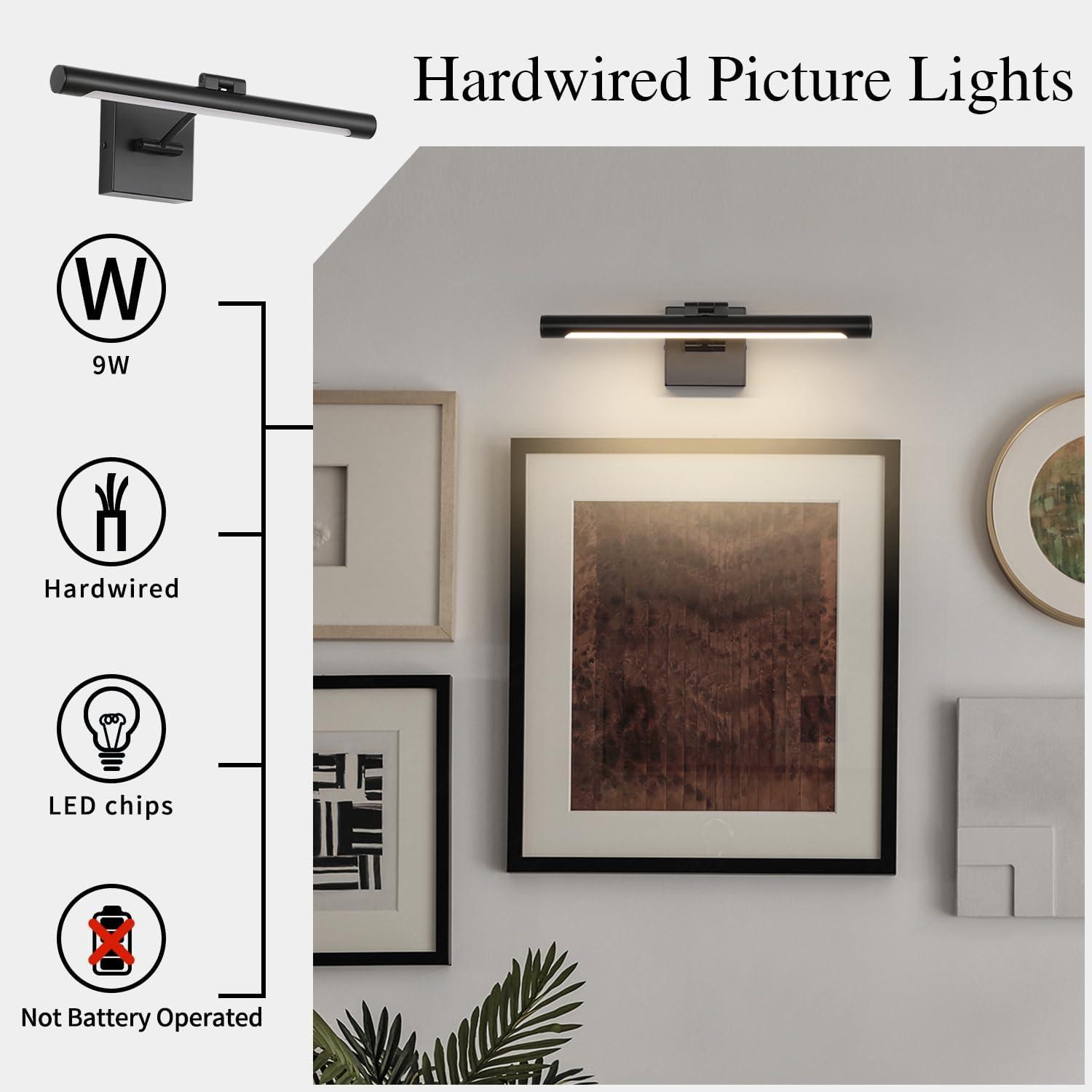 Black Metal Adjustable LED Wall Picture Light